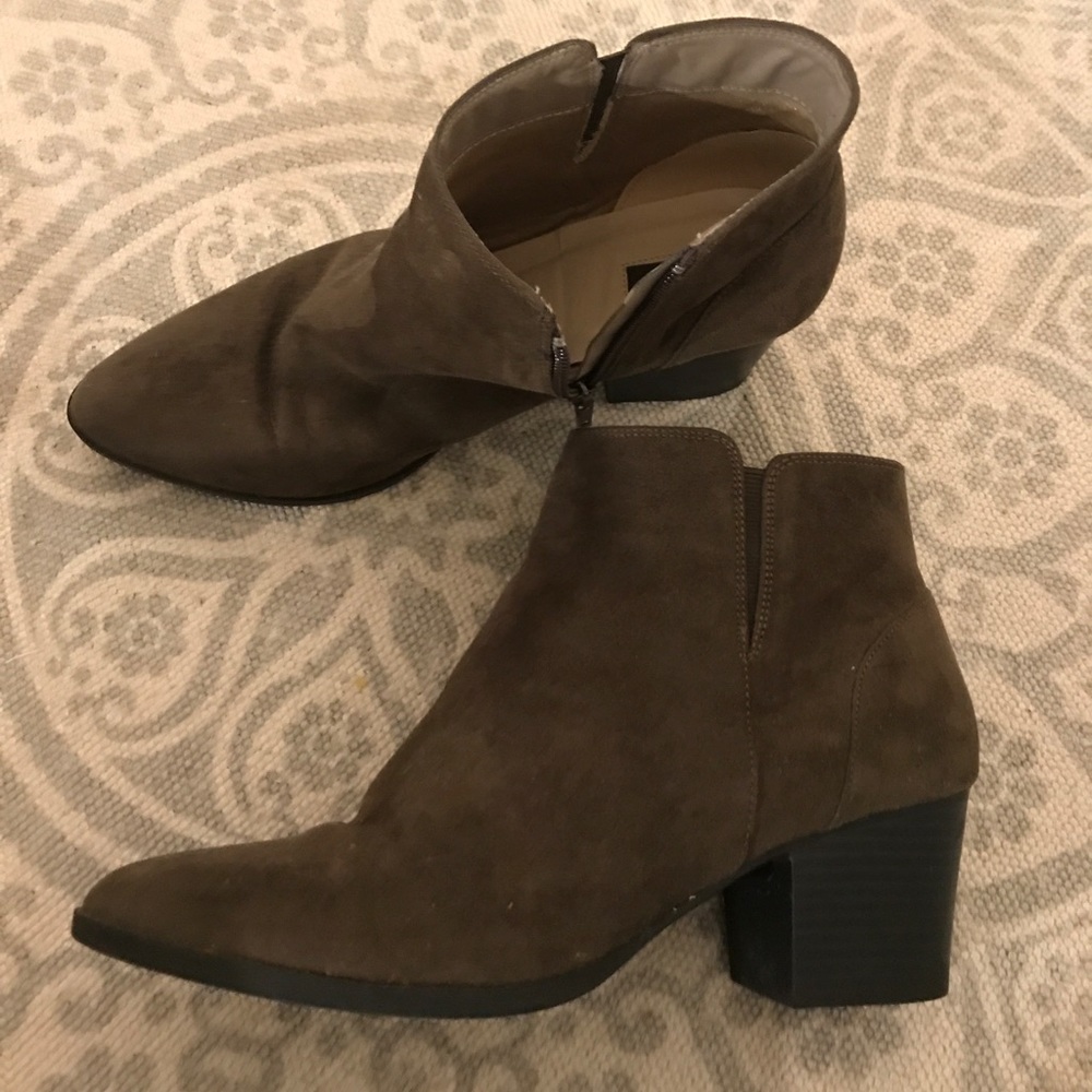 green suede booties